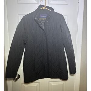 Lands' End  Womens Size 10 Black Pockets light Quilted Lined Jacket